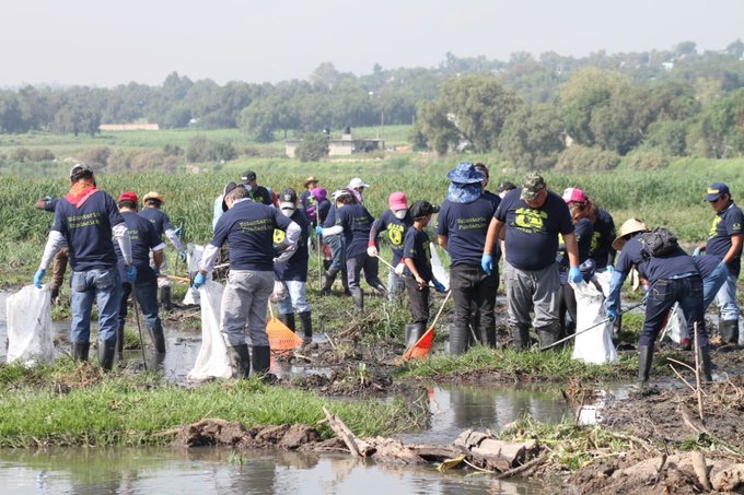 Más de 2 mil voluntarios extrajeron 25 toneladas de basura al limpiar la laguna La Piedad, en el municipio de Cuautitlán Izcalli.