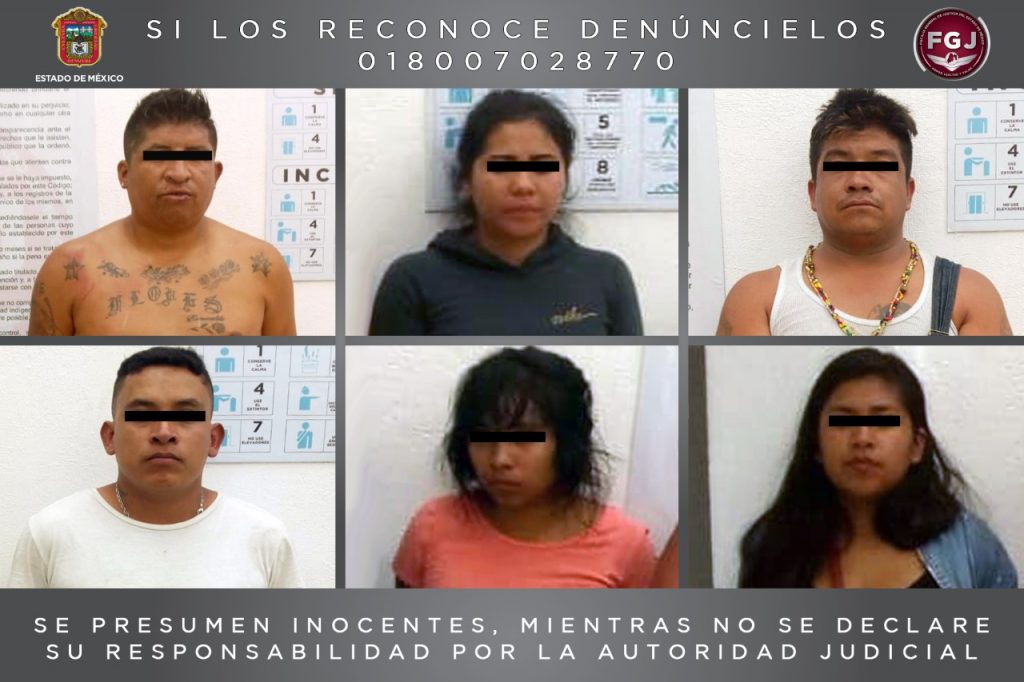 En Atizapán, agentes del Grupo Táctico Operativo detuvieron a 6 presuntos extorsionadores de una ruta de transporte público, tres mujeres y tres hombres.