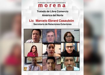 Bancada de Morena aplaude a Ebrard su participación en T-MEC