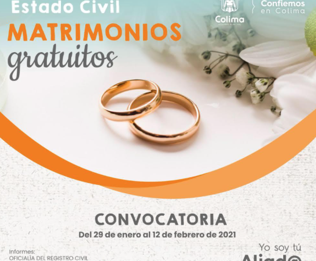 Registro Civil de Colima anuncia bodas gratuitas en febrero