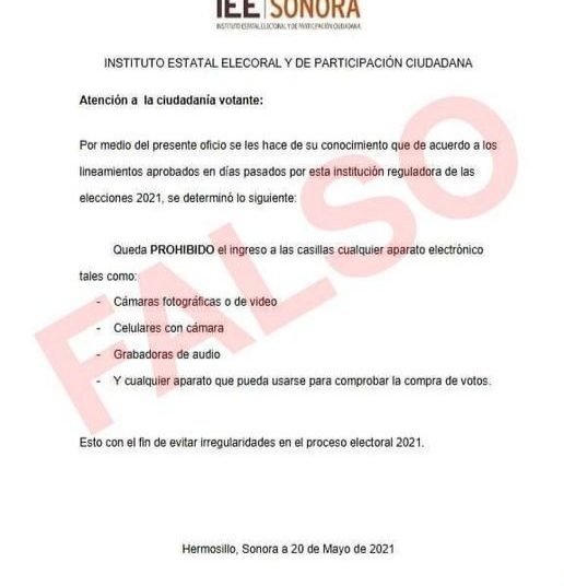 Autoridades electorales de Sonora desmienten prohibición de gadgets en casillas