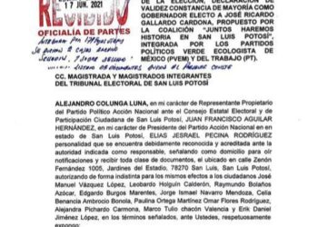Coalición Sí por San Luis Potosí solicita nulidad de elección a gobernador