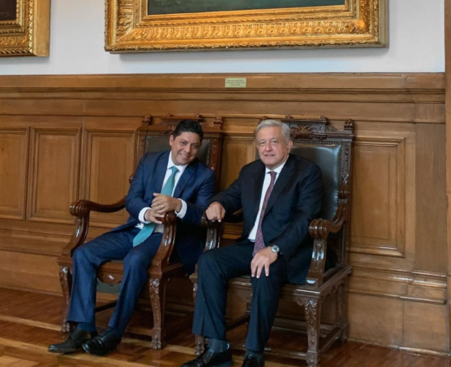 El presidente López Obrador recibe al gobernador electo de SLP