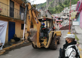 Siguen trabajos de estabilización en cerro del Chiquihuite