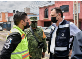 Alcalde y gobernador evalúan daños por inundaciones en Corregidora