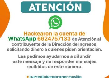 Hackean WhatsApp de Tesorería Municipal de Hermosillo