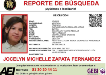 Desaparece otra mujer en Nuevo León, buscan a Jocelyn Michelle Zapata
