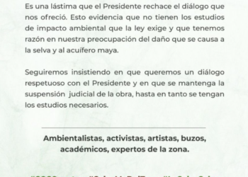 Cancelan reunión entre artistas y López Obrador sobre el Tren Maya