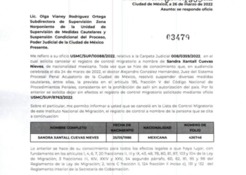 Aclara Sandra Cuevas que si puede salir del país