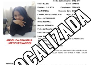 Localizan a menor desaparecida en Ecatepec