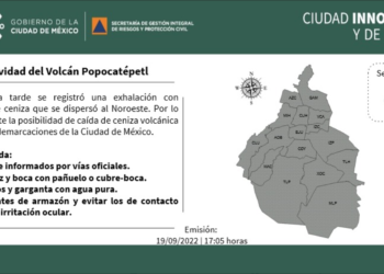 Prevén caída de ceniza en alcaldías de la CDMX por actividad del Popocatépetl