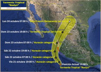 La Tormenta Tropical “Roslyn” se acerca a costas mexicanas en el Pacífico