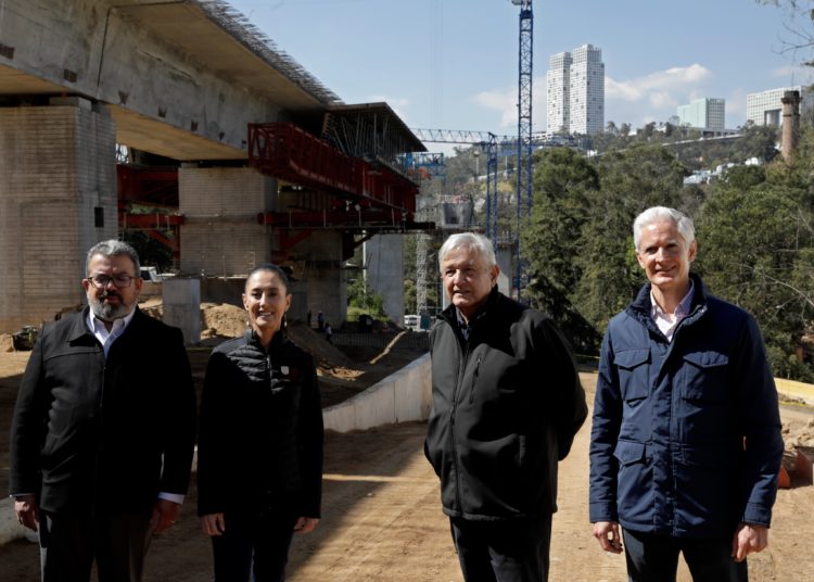 Del Mazo, Sheinbaum y López Obrador supervisan obras del Tren Interurbano México-Toluca