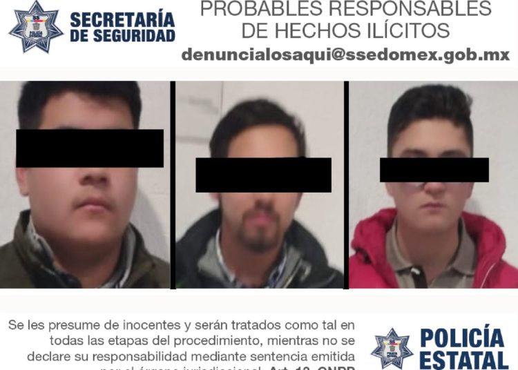 Detienen a tres implicados en disparos y ataque a policías en Edoméx