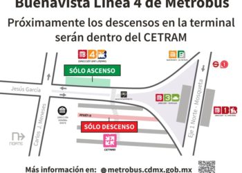 Descenso de estación Buenavista de Metrobús será por Cetram