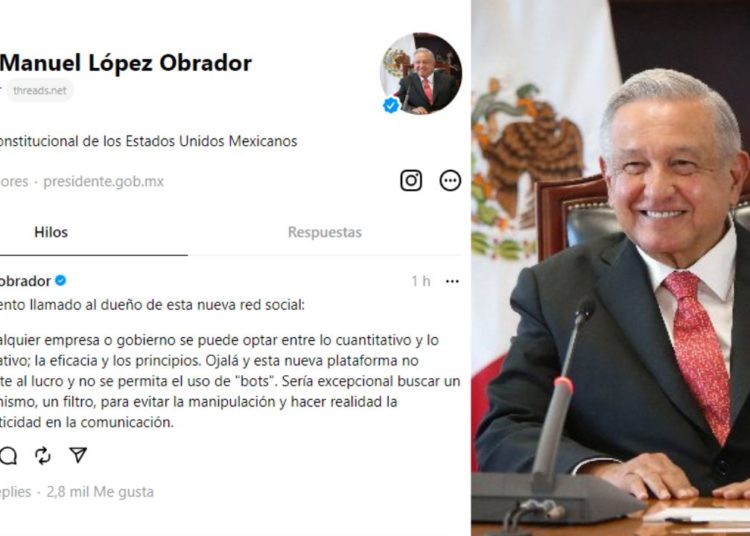 AMLO llama a Mark Zuckerberg a no permitir el uso de “bots” en Threads