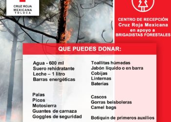 Instala Cruz Roja Mexicana en Toluca Centro de Recepción en apoyo de brigadas forestales