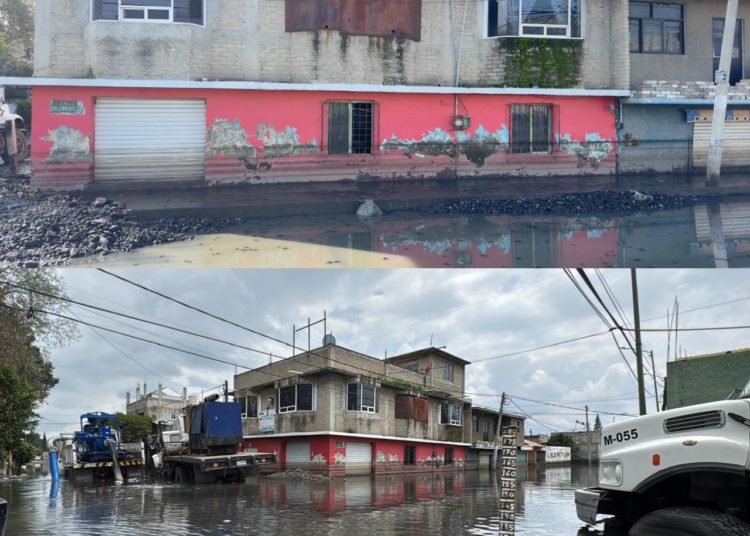 Intensifican Gobierno federal y del Estado de México desazolve en ocho calles afectadas en Chalco