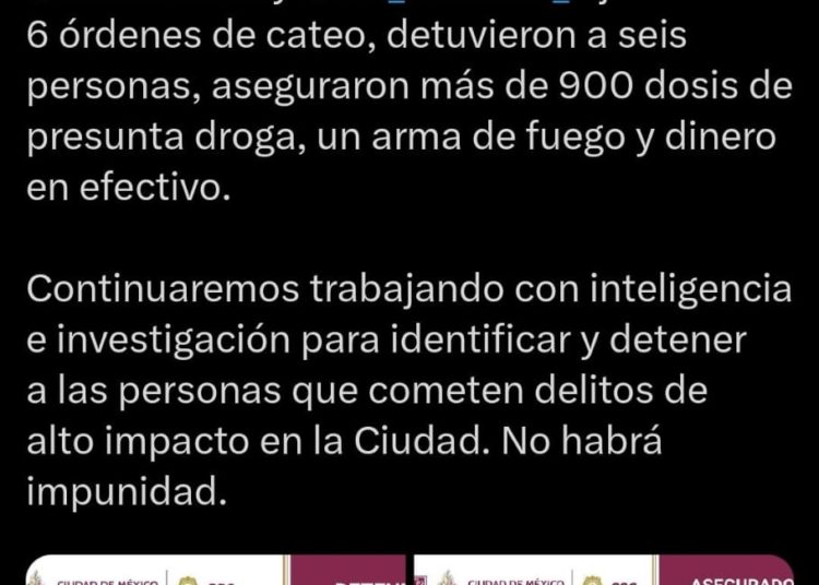 Desmantelan punto de venta de drogas en Venustiano Carranza: Operativo deja cuatro detenidos y más de 900 dosis confiscadas