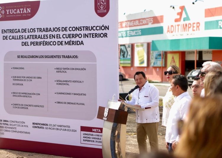 Inaugura Gobernador Joaquín Díaz Mena laterales del Periférico de Mérida