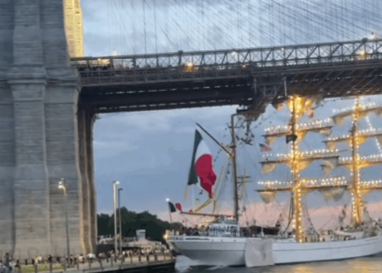 Morenistas en EU usan el Buque Cuauhtémoc para promover elección judicial; llaman a votar por Lenia Batres y otros