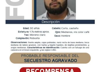 Publican Gobierno de Michoacán y FGE cédula de recompensa para la detención de William Edwin Rivera Padilla, el Barbas, por su posible participación en el delito de secuestro agravado