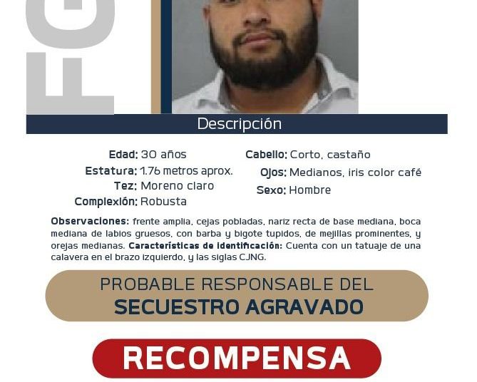 Publican Gobierno de Michoacán y FGE cédula de recompensa para la detención de William Edwin Rivera Padilla, el Barbas, por su posible participación en el delito de secuestro agravado