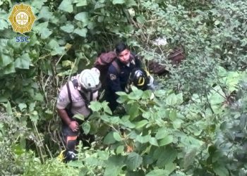 En acción coordinada elementos de la SSC y servicios de emergencia rescatan a joven de barranco