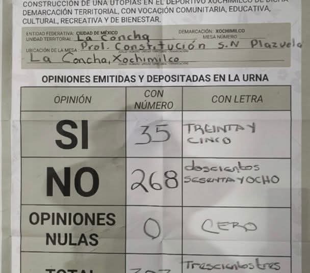 Vecinos rechazan en consulta pública la Utopía en Xochimilco