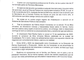 Aclara Bernardo Bosch señalamientos sobre Miss Universo