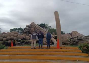 Colapsa monumento El Colotero en Álamo Temapache, Veracruz