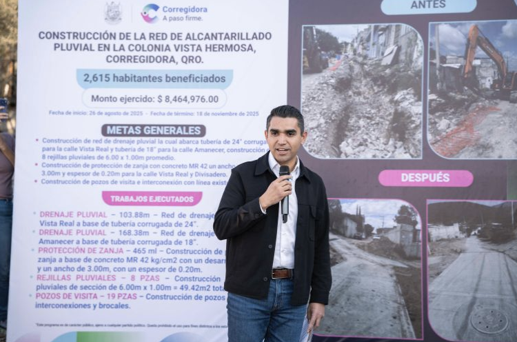 Municipio de Corregidora inaugura red de alcantarillado pluvial en la colonia Vista Hermosa