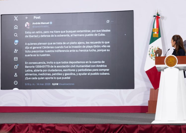 Asegura Sheinbaum que cuenta para depositar a Cuba es fiscalizada