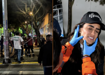 Comerciantes de Sánchez Barrios agreden a policías y comitiva de Alessandra Rojo de la Vega